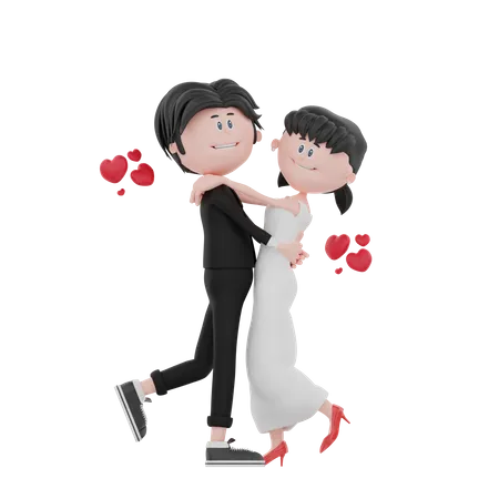 Newly wedded couple are very happy  3D Illustration