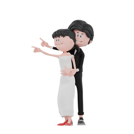 Newly wedded couple giving pose  3D Illustration