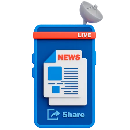 News Application On Smartphone 3D Icon