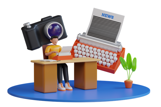 News Article Writer  3D Illustration