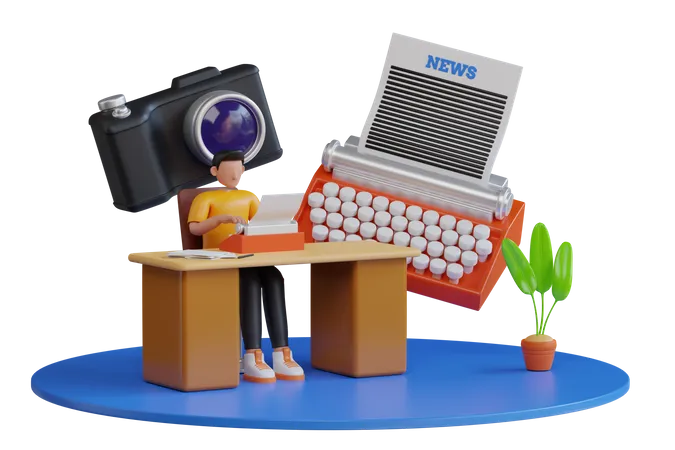 News Article Writer  3D Illustration