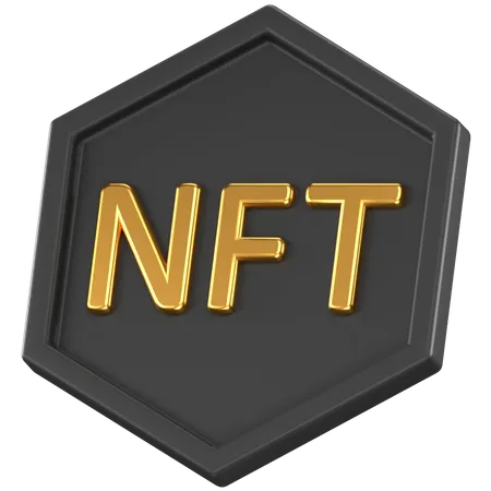 3 D Icon Of A Black NFT Token 3D Icon