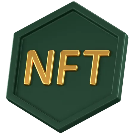 3 D Icon Of A Green NFT Token 3D Icon