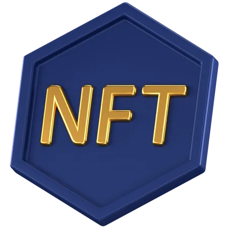 3 D Icon Of A Blue NFT Token 3D Icon