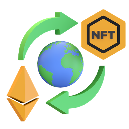 Nft a ethereum  3D Illustration