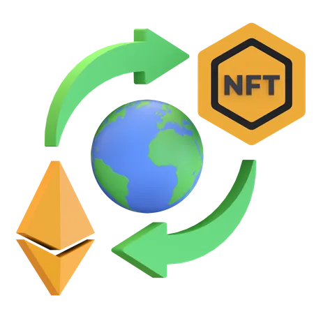 Nft a ethereum  3D Illustration