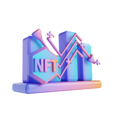 NFT absteigender Graph  3D Illustration