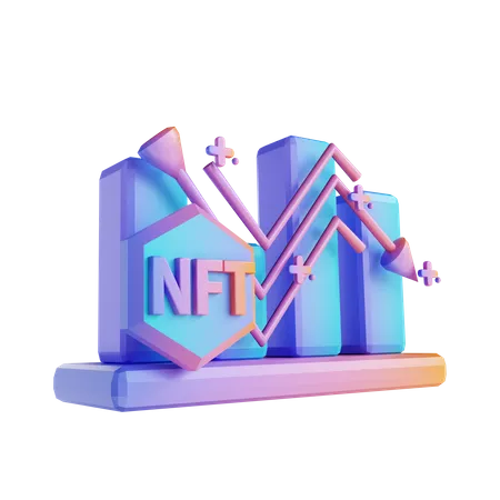 NFT absteigender Graph  3D Illustration