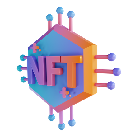 Nft Blockchain  3D Illustration