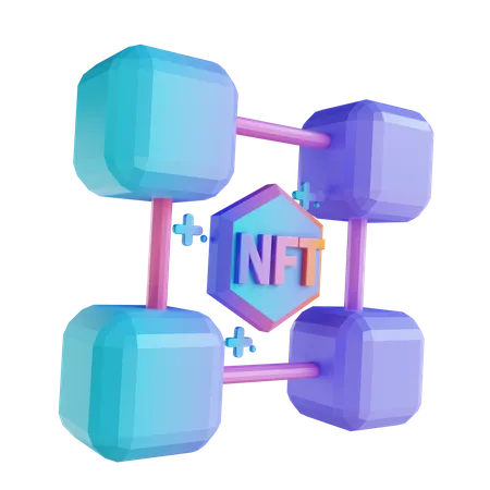 Nft Blockchain  3D Illustration