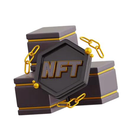 3 D NFT Coin Blockchain With Black Color Icon 3D Icon
