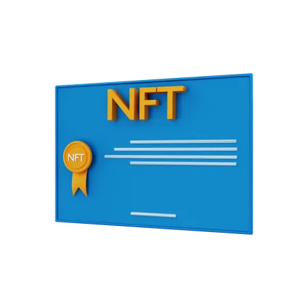 NFT certificate  3D Illustration