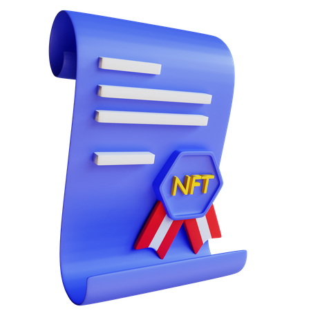 Nft Certificate  3D Illustration