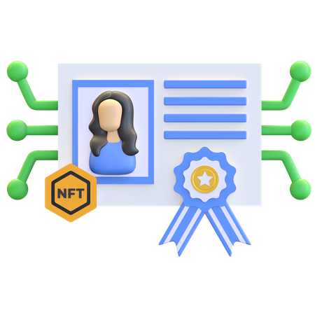 NFT Certificate  3D Illustration