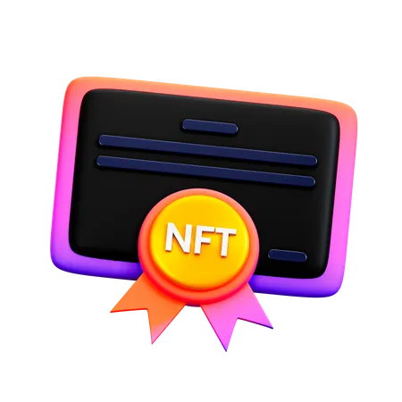 NFT Certificate  3D Illustration