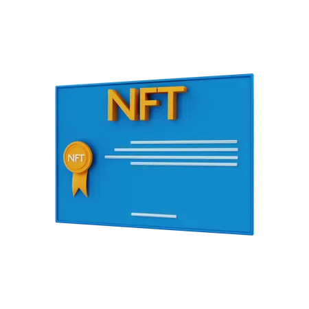 NFT certificate 3D Illustration