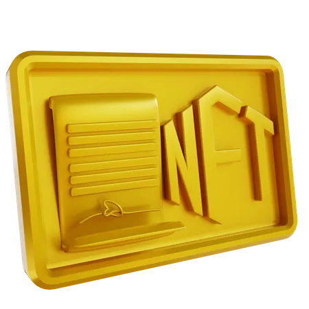 3 D Illustrations Golden NFT Certificate 3D Icon
