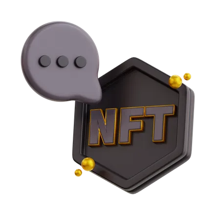 3 D NFT Coin Chat With Black Color Icon 3D Icon