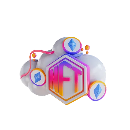 3 D Illustration NFT Cloud Ethereum Coin 3D Icon