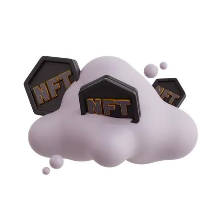 3 D NFT Coin Cloud With Black Color Icon 3D Icon