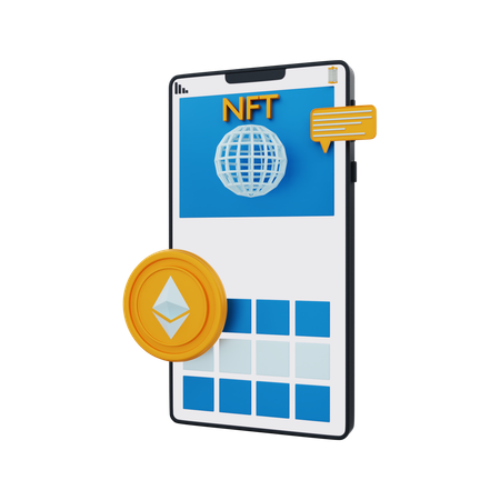 NFT coin app  3D Illustration