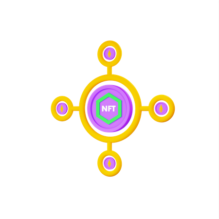 El asociado de Nft Coin se conecta con Ethereum Coin  3D Icon