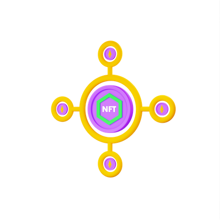 Nft Coin Associate Connect With Ethereum Coin  3D Icon