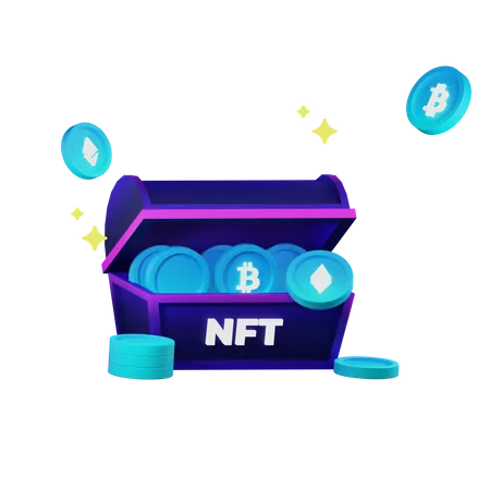 NFT Coin Chest  3D Illustration