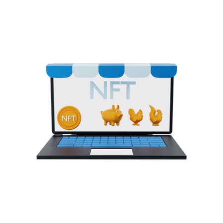 NFT coin marketplace  3D Illustration