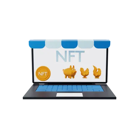 NFT coin marketplace  3D Illustration