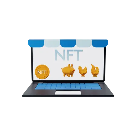 NFT coin marketplace 3D Illustration