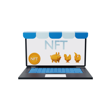 Mercado de monedas NFT  3D Illustration