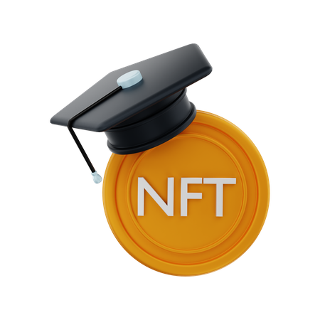 NFT coin scholar 3D Illustration