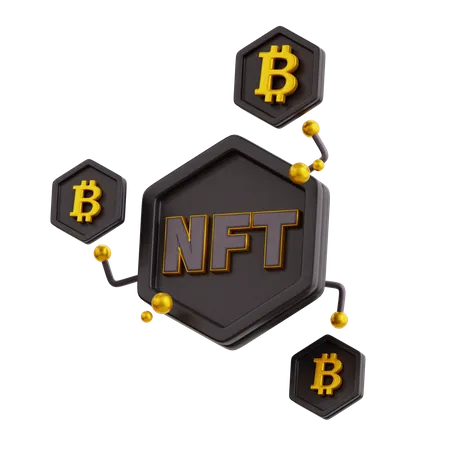 3 D NFT Coin Exchange Bitcoin With Black Color Icon 3D Icon