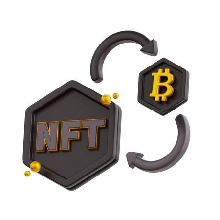 3 D NFT Coin Buy Bitcoin With Black Color Icon 3D Icon