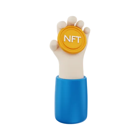 NFT crypto coin holding  3D Illustration