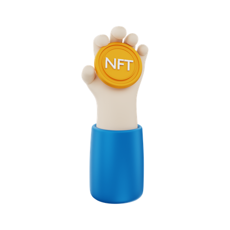NFT crypto coin holding 3D Illustration