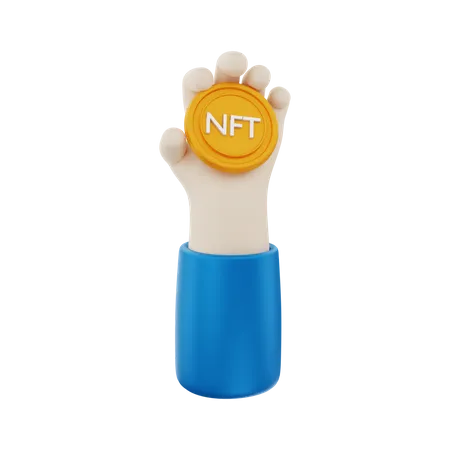 NFT crypto coin holding 3D Illustration