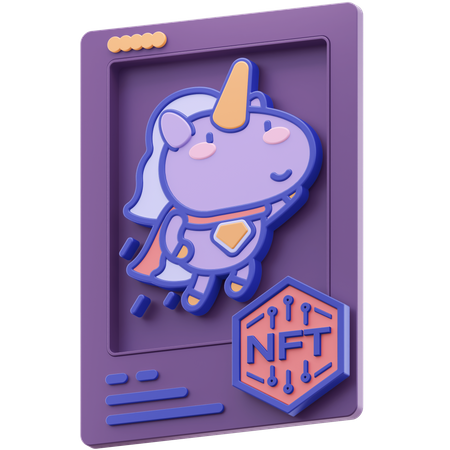 NFT-Einhorn  3D Illustration