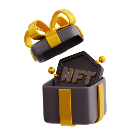 3 D NFT Coin Giftbox With Black Color Icon 3D Icon