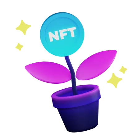 NFT Growth Plant  3D Illustration