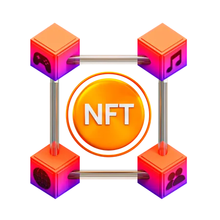 NFT-Kette  3D Illustration