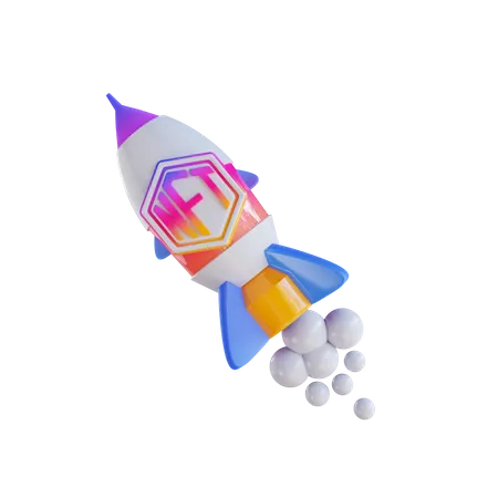 3 D Illustration NFT Launching And Rocket 3D Icon