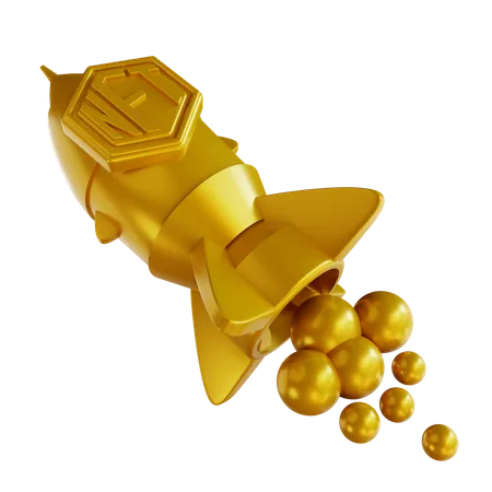 3 D Illustrations Golden NFT Launching And Rocket 3D Icon
