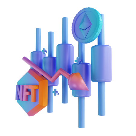NFT-Marktcrash  3D Illustration