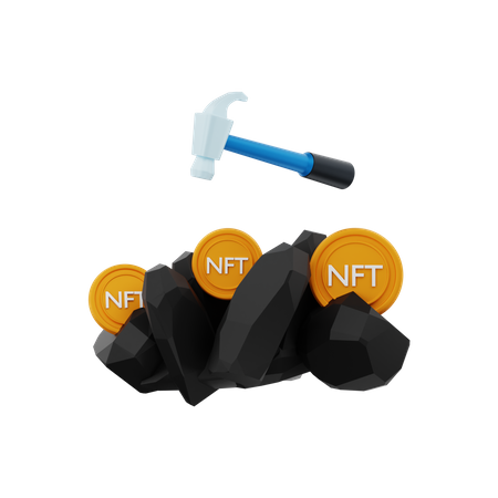 NFT mining  3D Illustration