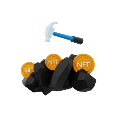 NFT mining  3D Illustration