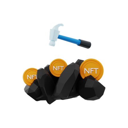 NFT mining 3D Illustration