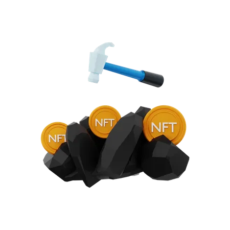 NFT mining 3D Illustration