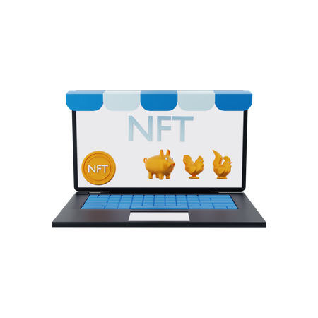 NFT-Münzmarktplatz  3D Illustration